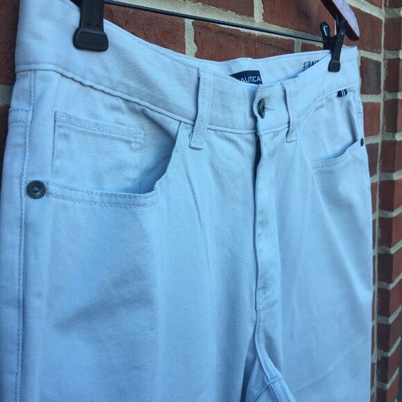 Nautica Mens Pants Size 32x30 Straight Fit Stretch Tan Preppy Hipster - Picture 2 of 11